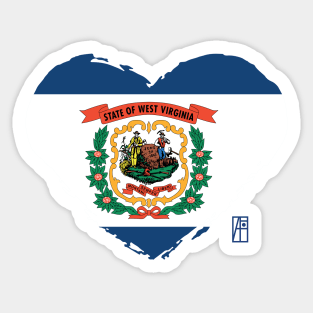 U.S. State - I Love West Virginia - West Virginia Flag Sticker